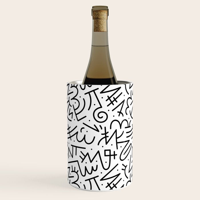 Abstract black and white line doodle pattern Wine Chiller Gallery Image 3