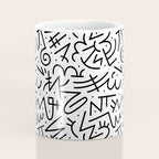 Abstract black and white line doodle pattern Coffee Mug Gallery Image 4