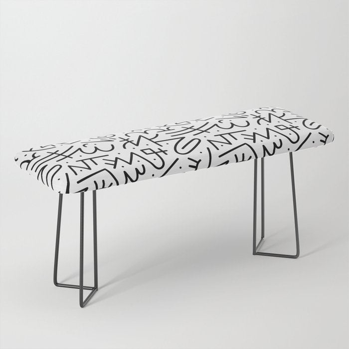 Abstract black and white line doodle pattern Bench Gallery Image 1