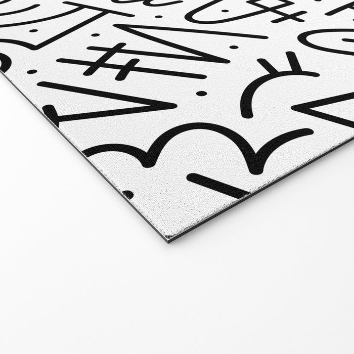 Abstract black and white line doodle pattern Welcome Mat Gallery Image 2