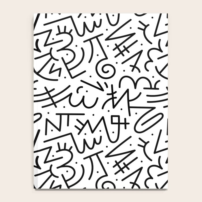 Abstract black and white line doodle pattern Notebook Gallery Image 4