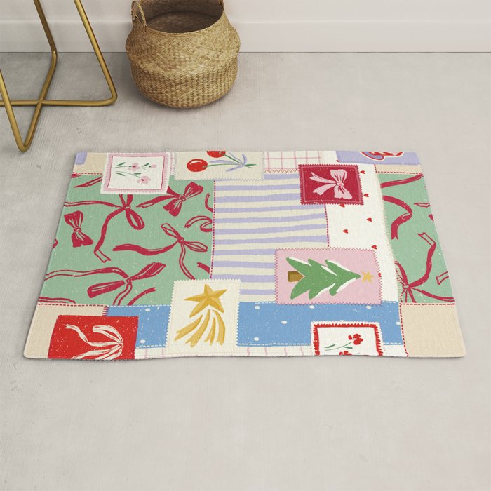 Retro christmas patch Rug Gallery Image 1
