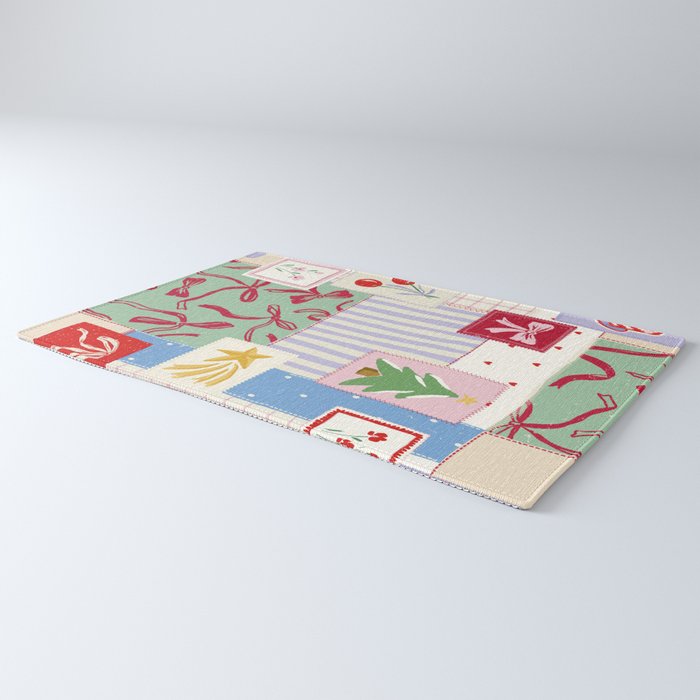 Retro christmas patch Rug Gallery Image 3
