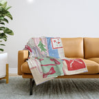 Retro christmas patch Throw Blanket Gallery Image 1