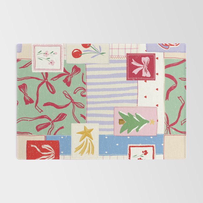 Retro christmas patch Rug Gallery Image 2