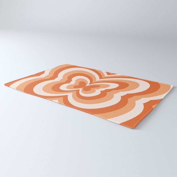 Retro 70s Butterfly in Sunset Orange Rug Gallery Image 3