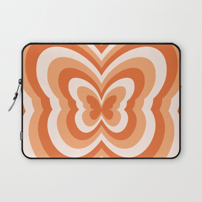 Retro 70s Butterfly in Sunset Orange Laptop Sleeve Gallery Image 1