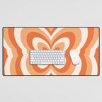 Retro 70s Butterfly in Sunset Orange Desk Mat Gallery Image 1