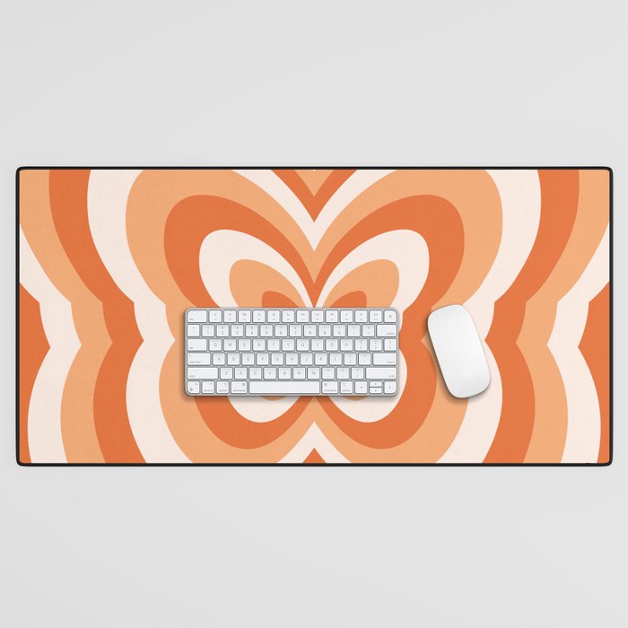 Retro 70s Butterfly in Sunset Orange Desk Mat Gallery Image 1