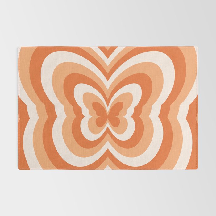 Retro 70s Butterfly in Sunset Orange Rug Gallery Image 2