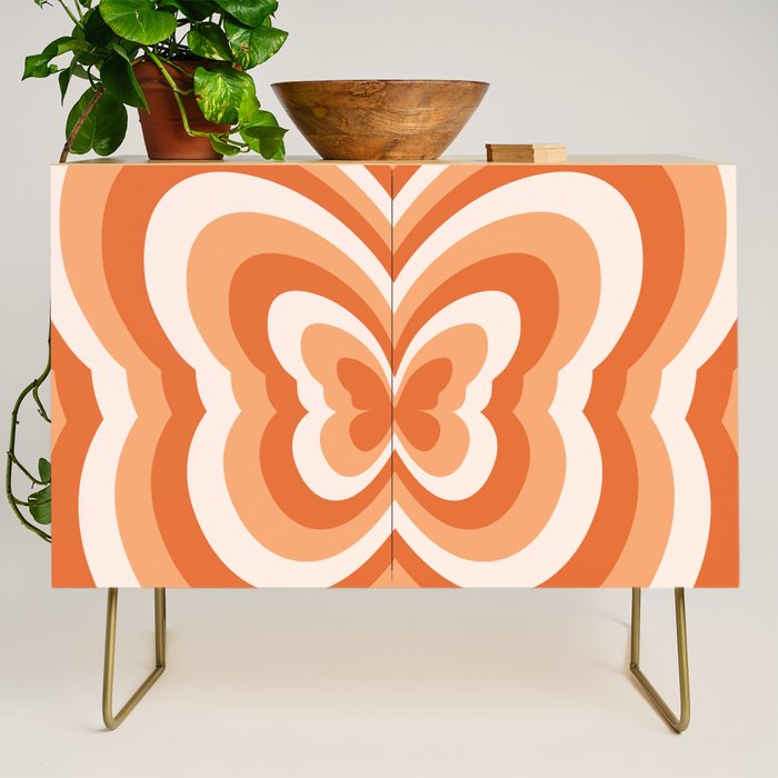 Retro 70s Butterfly in Sunset Orange Credenza Gallery Image 1