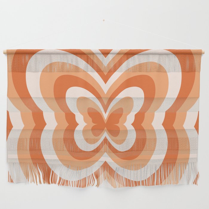 Retro 70s Butterfly in Sunset Orange Wall Hanging Gallery Image 1