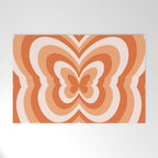 Retro 70s Butterfly in Sunset Orange Welcome Mat Gallery Image 1