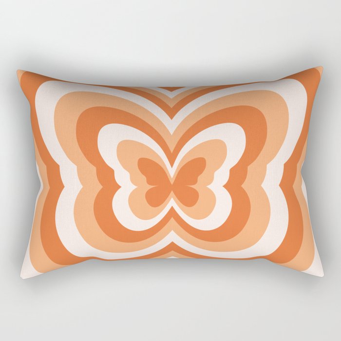 Retro 70s Butterfly in Sunset Orange Rectangular Pillow Gallery Image 1