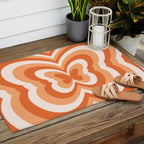 Retro 70s Butterfly in Sunset Orange Outdoor Rug Gallery Image 2