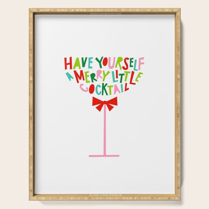 Have Yourself a Merry Little Cocktail - Festive Cocktail Typography Serving Tray Gallery Image 1