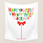 Have Yourself a Merry Little Cocktail - Festive Cocktail Typography Wall Tapestry Gallery Image 4