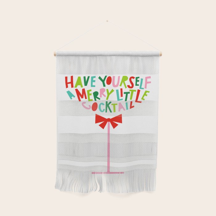 Have Yourself a Merry Little Cocktail - Festive Cocktail Typography Wall Hanging Gallery Image 1