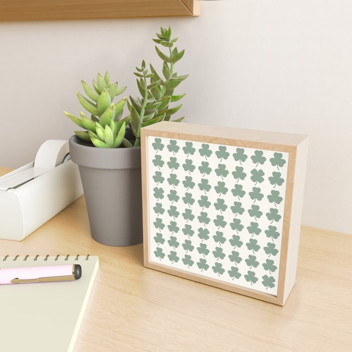 Clovers XXXVI Sage Green Botanical Pattern Mini Art Print Gallery Image 2