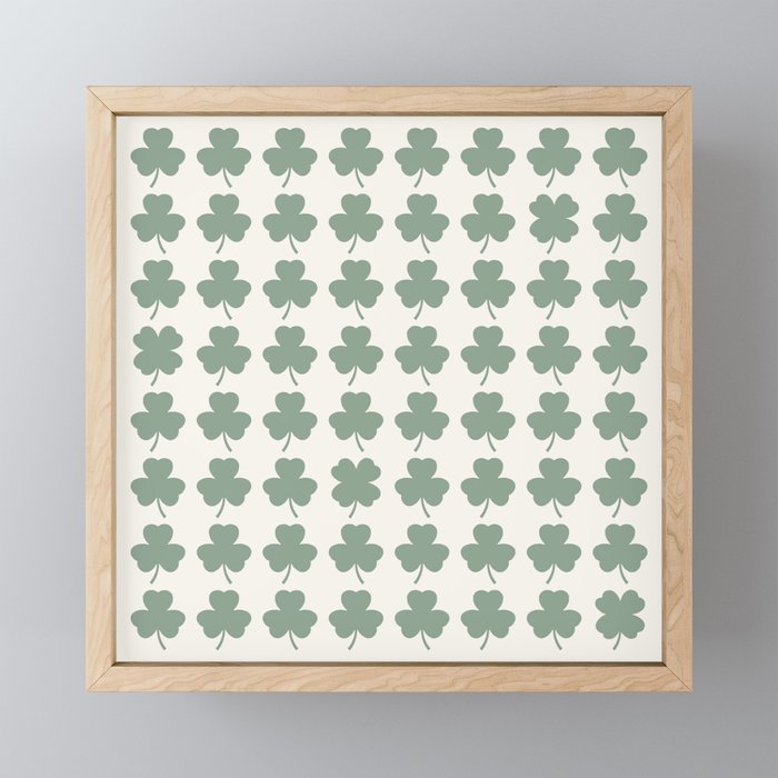 Clovers XXXVI Sage Green Botanical Pattern Mini Art Print Gallery Image 1