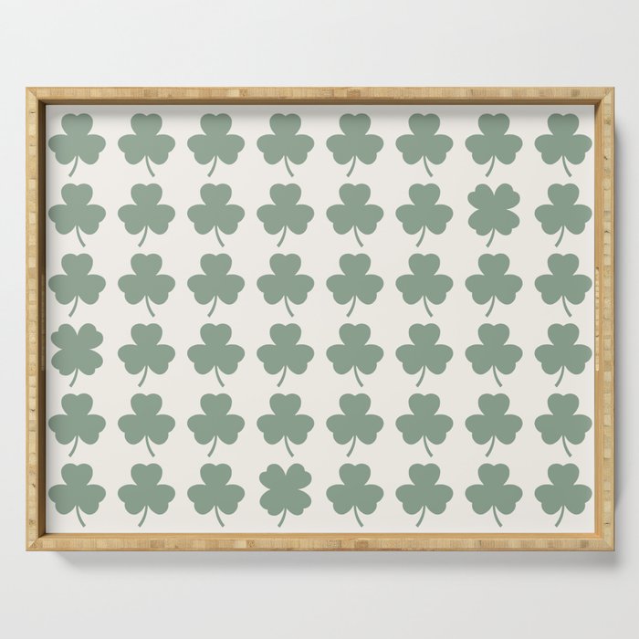 Clovers XXXVI Sage Green Botanical Pattern Serving Tray Gallery Image 1