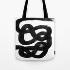 Knots Black & White Minimalist Ink Tribal Mid Century Pattern Dark Painting Pattern Tote Bag Gallery Image 1