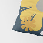 Flower Locus Retro Minimalist Floral Pattern Navy Blue Mustard Yellow Gray White  Pillow Sham Gallery Image 4