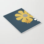 Flower Locus Retro Minimalist Floral Pattern Navy Blue Mustard Yellow Gray White  Notebook Gallery Image 3