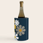 Flower Locus Retro Minimalist Floral Pattern Navy Blue Mustard Yellow Gray White  Wine Chiller Gallery Image 3