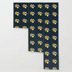 Flower Locus Retro Minimalist Floral Pattern Navy Blue Mustard Yellow Gray White  Wallpaper Gallery Image 3