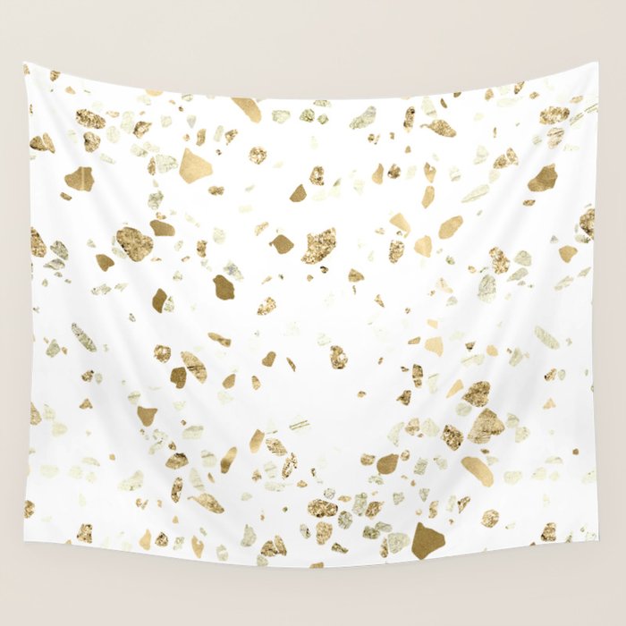 Metallic Gold Terrazzo Sparkle Wall Tapestry Gallery Image 1