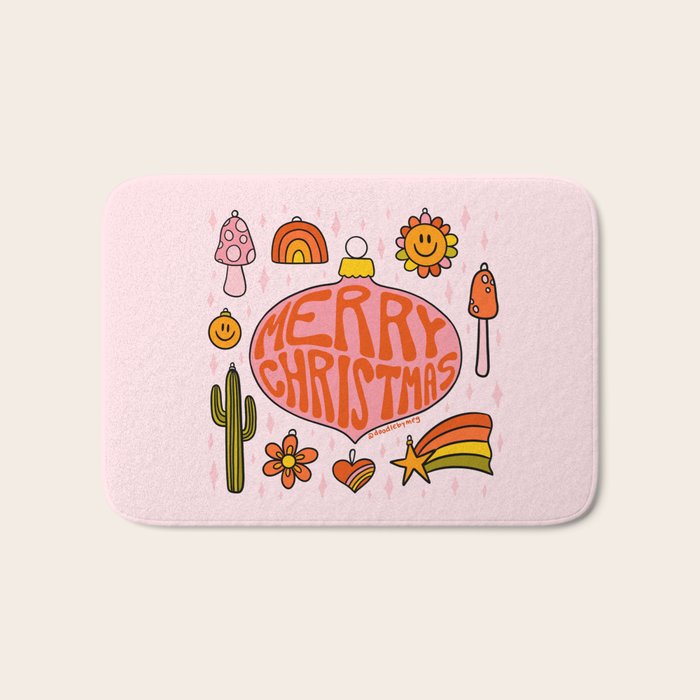 Vintage Merry Christmas Bath Mat Gallery Image 1