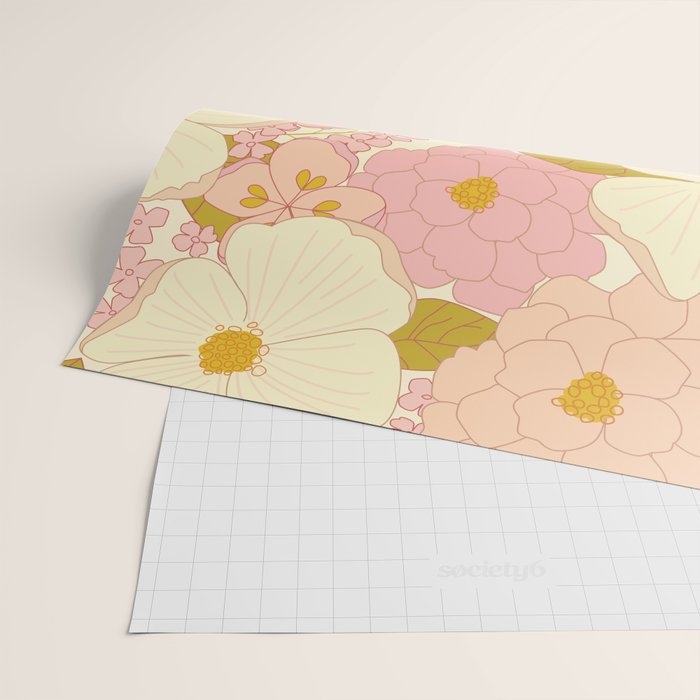 Pink Pastel Vintage Floral Pattern Wrapping Paper Gallery Image 2