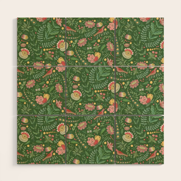 Swedish Floral - Green Wood Wall Art Gallery Image 1
