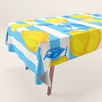 Italian Summer Lemons Pattern Coastal Mediterranean Illustration Tablecloth Gallery Image 1