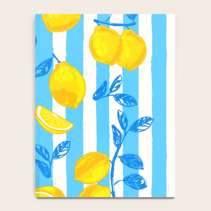 Italian Summer Lemons Pattern Coastal Mediterranean Illustration Notebook Gallery Image 4