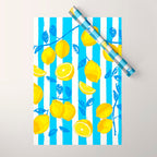 Italian Summer Lemons Pattern Coastal Mediterranean Illustration Wrapping Paper Gallery Image 1