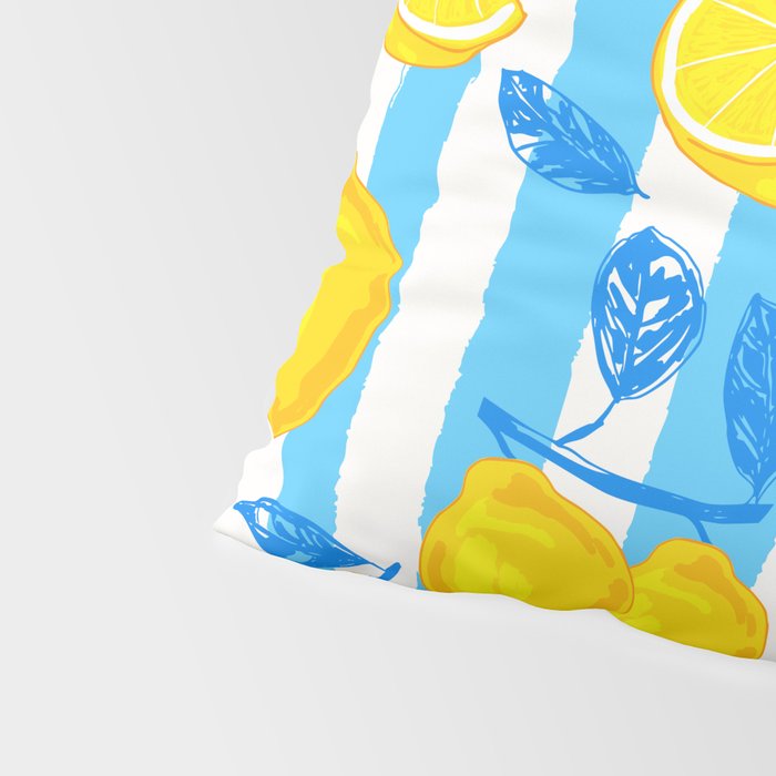 Italian Summer Lemons Pattern Coastal Mediterranean Illustration Pillow Sham Gallery Image 4