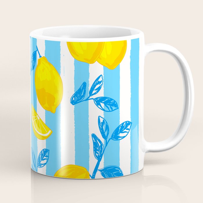 Italian Summer Lemons Pattern Coastal Mediterranean Illustration Coffee Mug Gallery Image 1