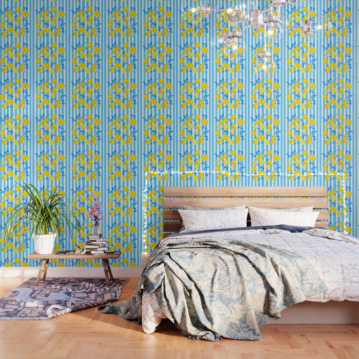Italian Summer Lemons Pattern Coastal Mediterranean Illustration Wallpaper Gallery Image 3