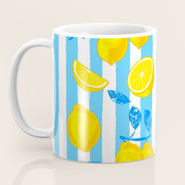 Italian Summer Lemons Pattern Coastal Mediterranean Illustration Coffee Mug Gallery Image 3