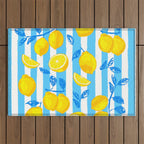 Italian Summer Lemons Pattern Coastal Mediterranean Illustration Outdoor Rug Gallery Image 1