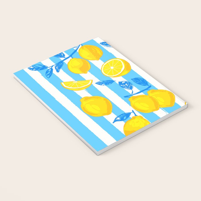 Italian Summer Lemons Pattern Coastal Mediterranean Illustration Notebook Gallery Image 3