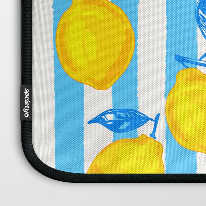 Italian Summer Lemons Pattern Coastal Mediterranean Illustration Laptop Sleeve Gallery Image 3