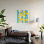 Italian Summer Lemons Pattern Coastal Mediterranean Illustration Wood Wall Art Gallery Image 2