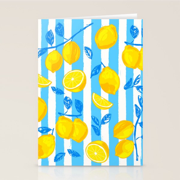 Italian Summer Lemons Pattern Coastal Mediterranean Illustration Stationery Card Gallery Image 2