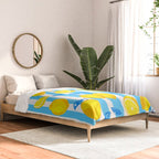 Italian Summer Lemons Pattern Coastal Mediterranean Illustration Comforter Gallery Image 2