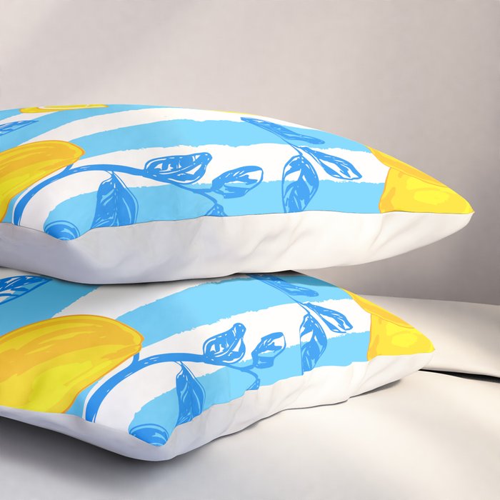 Italian Summer Lemons Pattern Coastal Mediterranean Illustration Pillow Sham Gallery Image 3