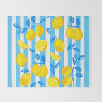 Italian Summer Lemons Pattern Coastal Mediterranean Illustration Throw Blanket Gallery Image 2