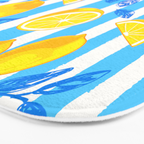 Italian Summer Lemons Pattern Coastal Mediterranean Illustration Bath Mat Gallery Image 3
